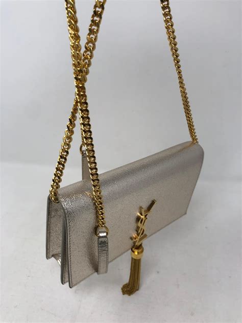 ysl silver bags|YSL silver chain bag.